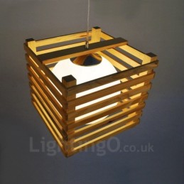 1 Light Wood Modern Contemporary Nordic style Pendant Light with Glass Shade