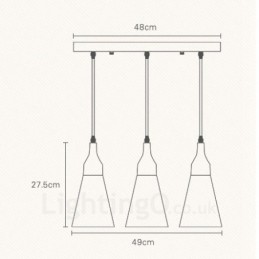 3 Light Wood Modern Contemporary Pendant Light with Fabric Shade