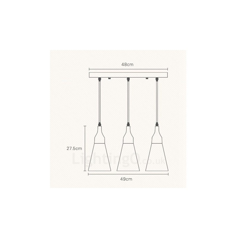 3 Light Wood Modern Contemporary Pendant Light with Fabric Shade