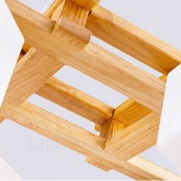 4 Light Wood Modern Contemporary Nordic style Pendant Light with Glass Shade