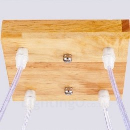 4 Light Wood Modern Contemporary Nordic style Pendant Light with Glass Shade