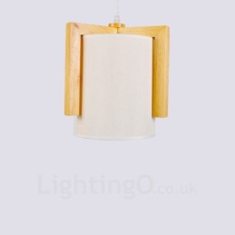 1 Light Wood Modern Contemporary Nordic style Pendant Light with Fabric Shade