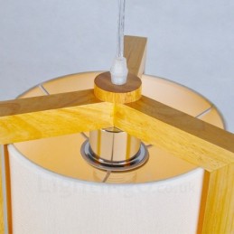 1 Light Wood Modern Contemporary Nordic style Pendant Light with Fabric Shade