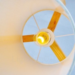 1 Light Wood Modern Contemporary Nordic style Pendant Light with Fabric Shade