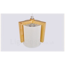 1 Light Wood Modern Contemporary Nordic style Pendant Light with Fabric Shade