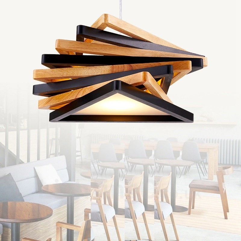 1 Light Wood Modern Contemporary Pendant Light with Wood Shade