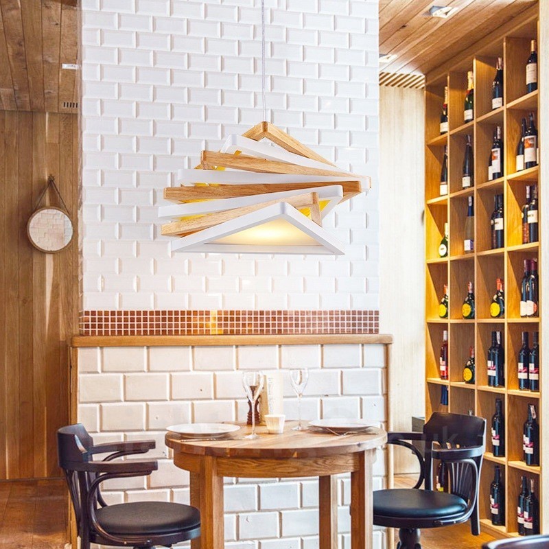 1 Light Wood Modern Contemporary Pendant Light with Wood Shade