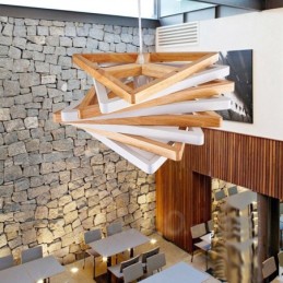 1 Light Wood Modern Contemporary Pendant Light with Wood Shade