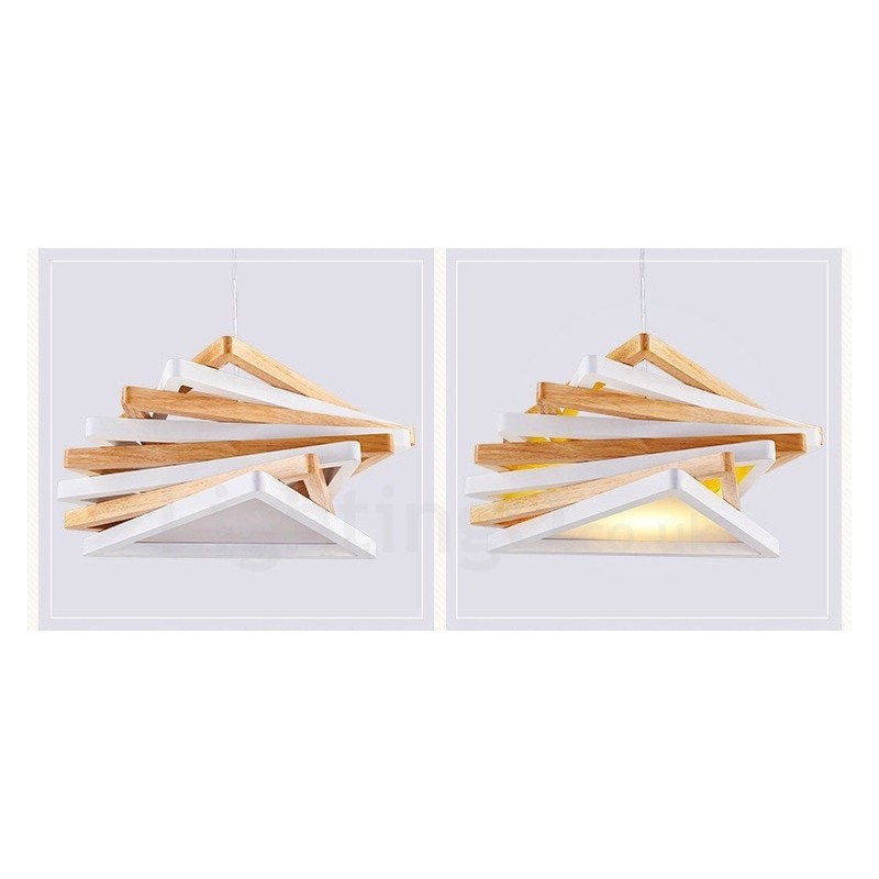 1 Light Wood Modern Contemporary Pendant Light with Wood Shade