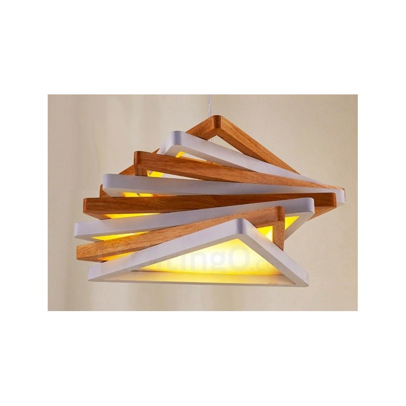 1 Light Wood Modern Contemporary Pendant Light with Wood Shade