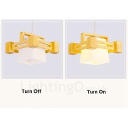 1 Light Wood Modern Contemporary Nordic style Pendant Light with Fabric Shade