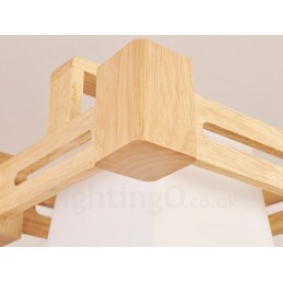 1 Light Wood Modern Contemporary Nordic style Pendant Light with Fabric Shade