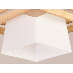 1 Light Wood Modern Contemporary Nordic style Pendant Light with Fabric Shade