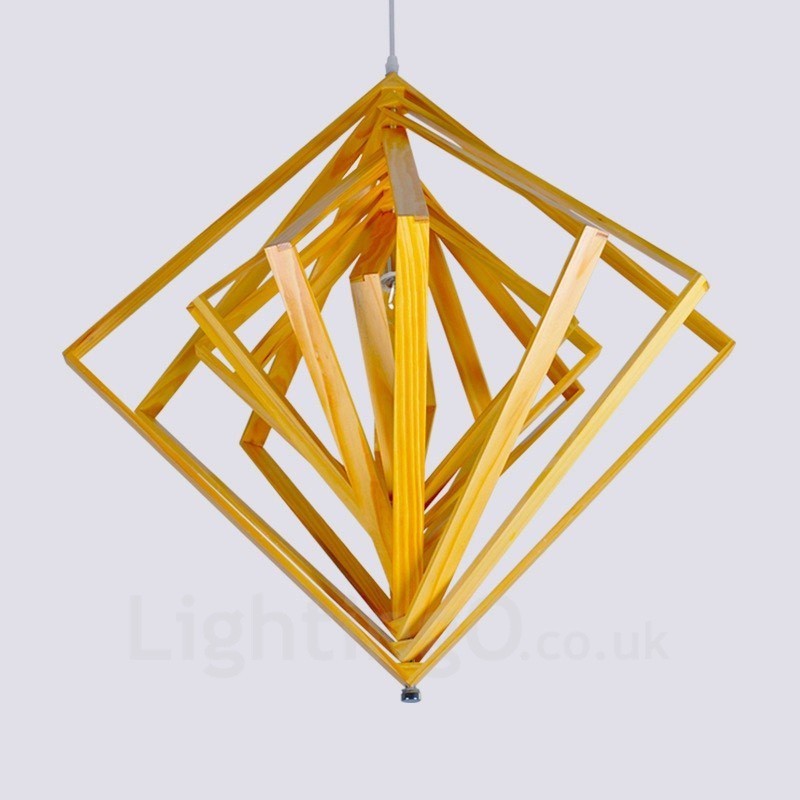 1 Light Wood Modern Contemporary Nordic style Pendant Light with Wood Shade