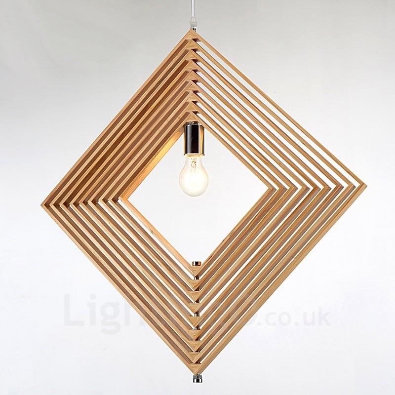 1 Light Wood Modern Contemporary Nordic style Pendant Light with Wood Shade