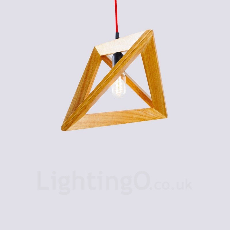 1 Light Wood Modern Contemporary Pendant Light with Wood Shade