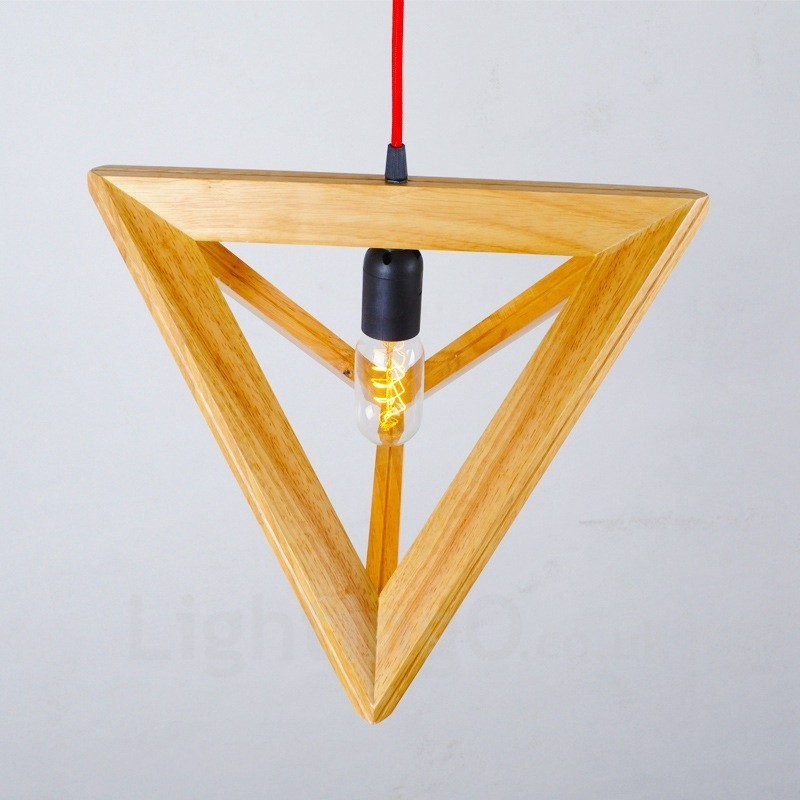 1 Light Wood Modern Contemporary Pendant Light with Wood Shade
