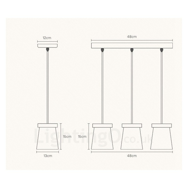 3 Light Wood Modern Contemporary Nordic style Pendant Light with Iron Shade