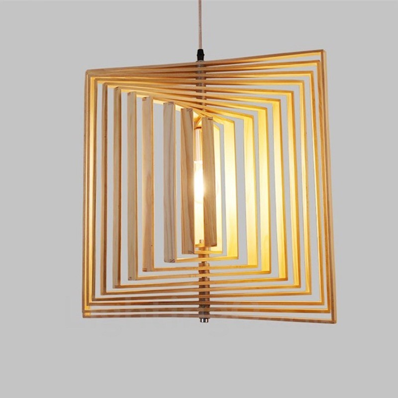 1 Light Wood Modern Contemporary Nordic style Pendant Light with Wood Shade