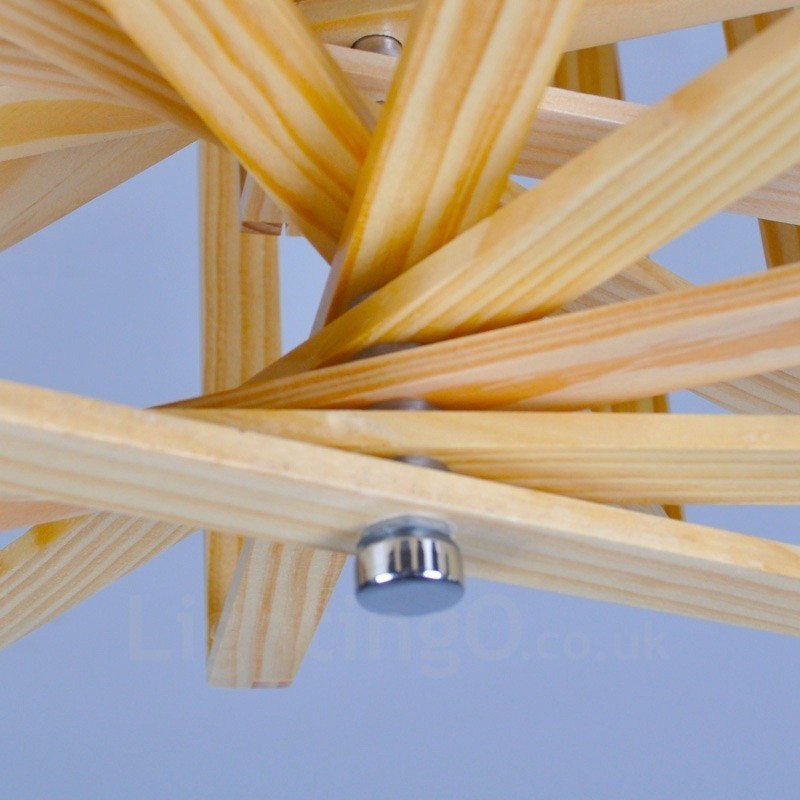 1 Light Wood Modern Contemporary Nordic style Pendant Light with Wood Shade