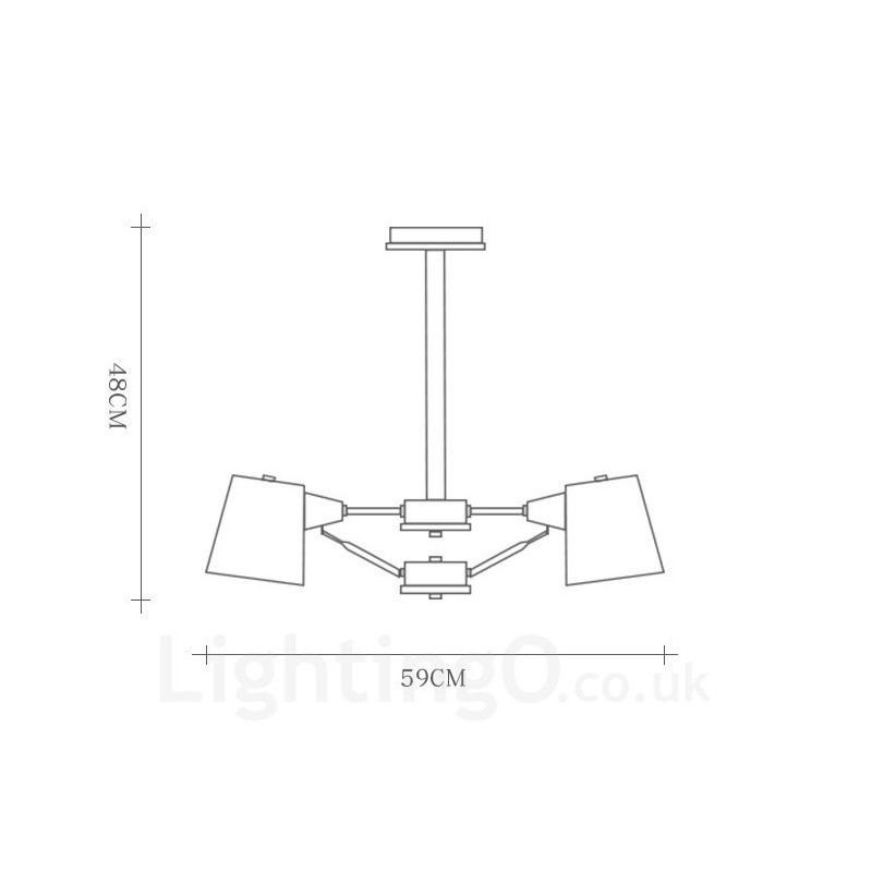 4 Light Wood Modern Contemporary Nordic style Pendant Light with Iron Shade