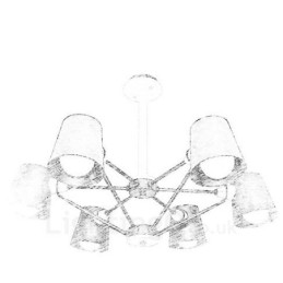 6 Light Wood Modern Contemporary Nordic style Pendant Light with Iron Shade