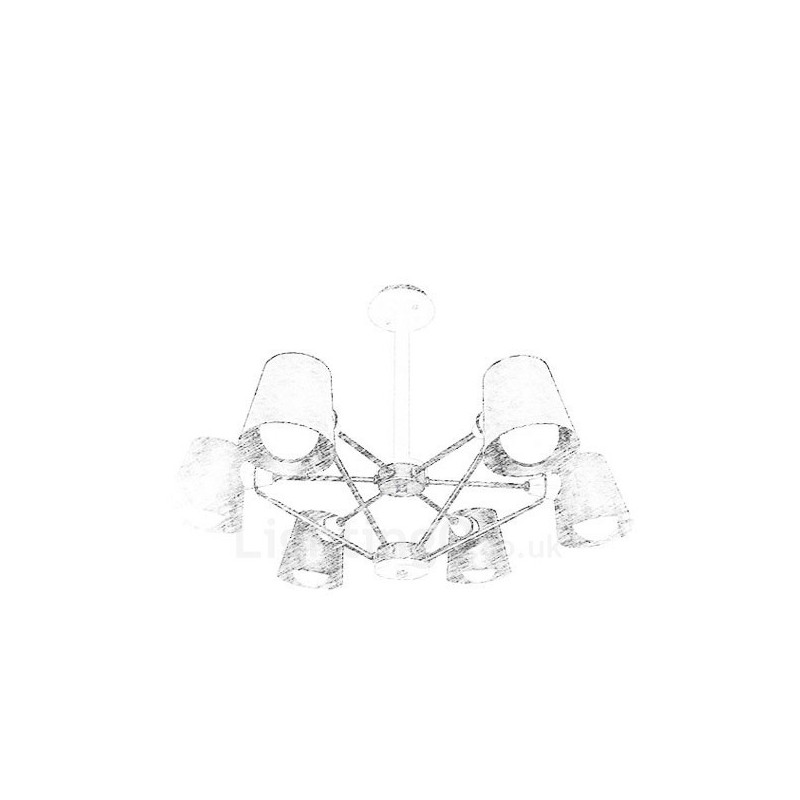 6 Light Wood Modern Contemporary Nordic style Pendant Light with Iron Shade