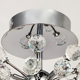 Modern Contemporary Crystal Mini Style Chrome Metal Chandelier Flush Mount