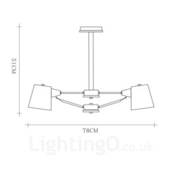 6 Light Wood Modern Contemporary Nordic style Pendant Light with Iron Shade