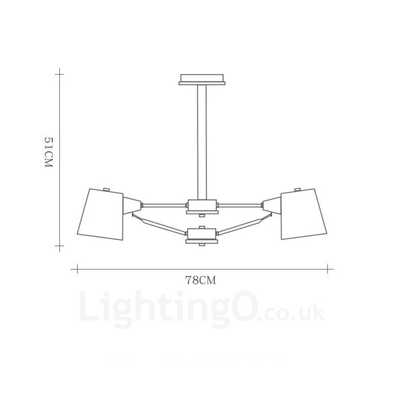 6 Light Wood Modern Contemporary Nordic style Pendant Light with Iron Shade