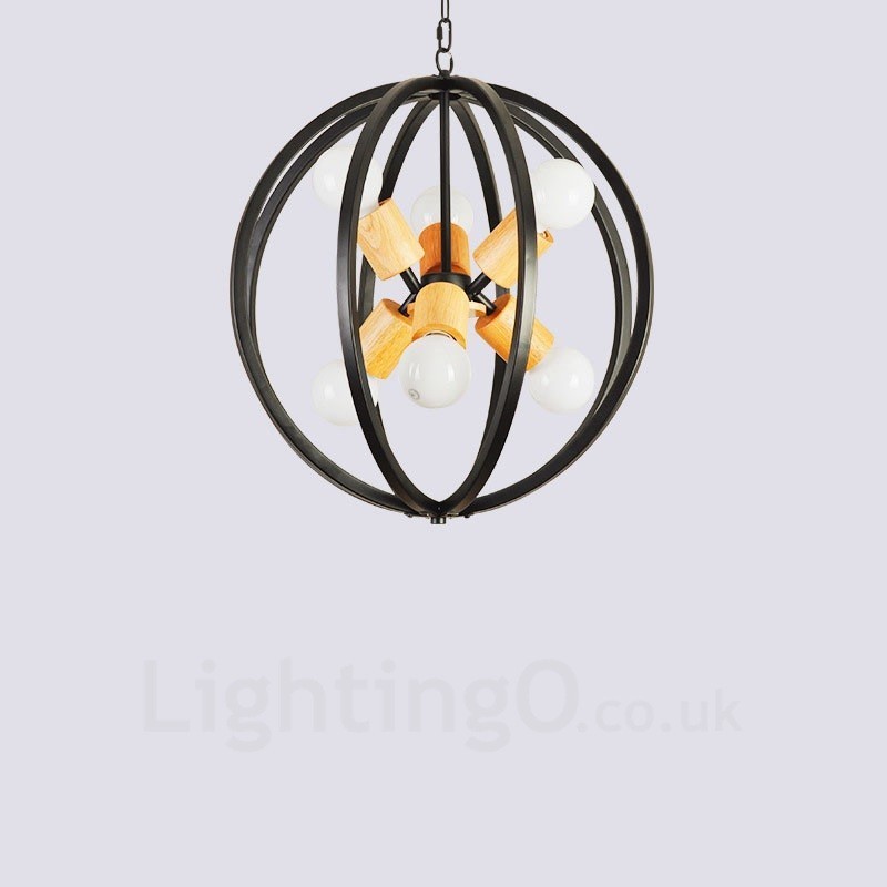 6 Light Iron Retro Vintage Pendant Light with Iron Shade