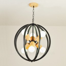 6 Light Iron Retro Vintage Pendant Light with Iron Shade