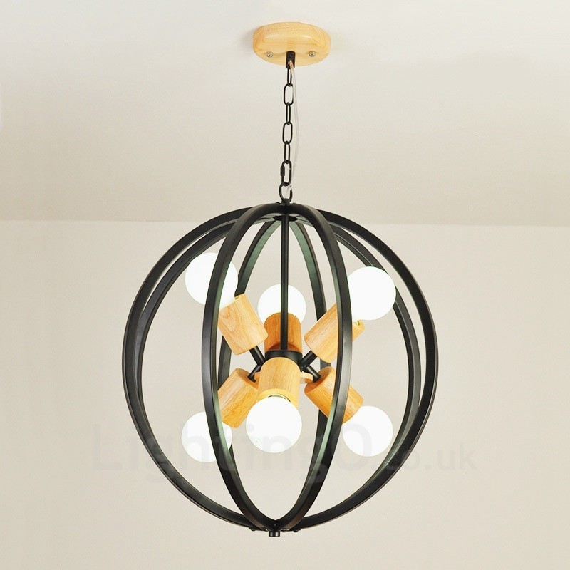 6 Light Iron Retro Vintage Pendant Light with Iron Shade