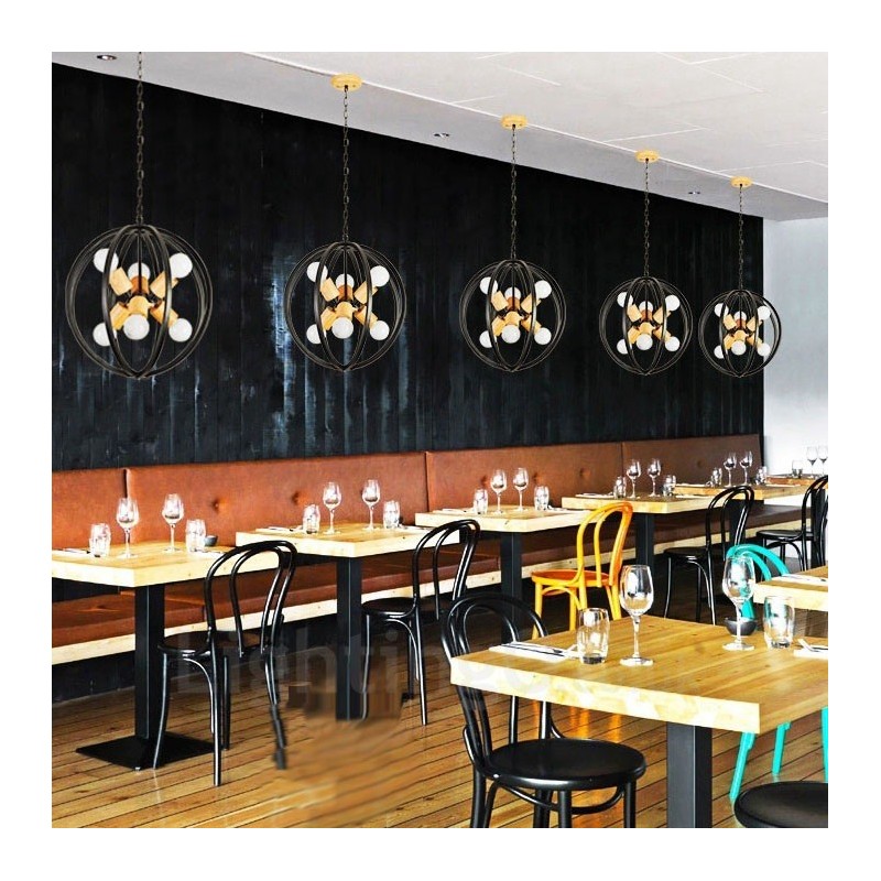 6 Light Iron Retro Vintage Pendant Light with Iron Shade