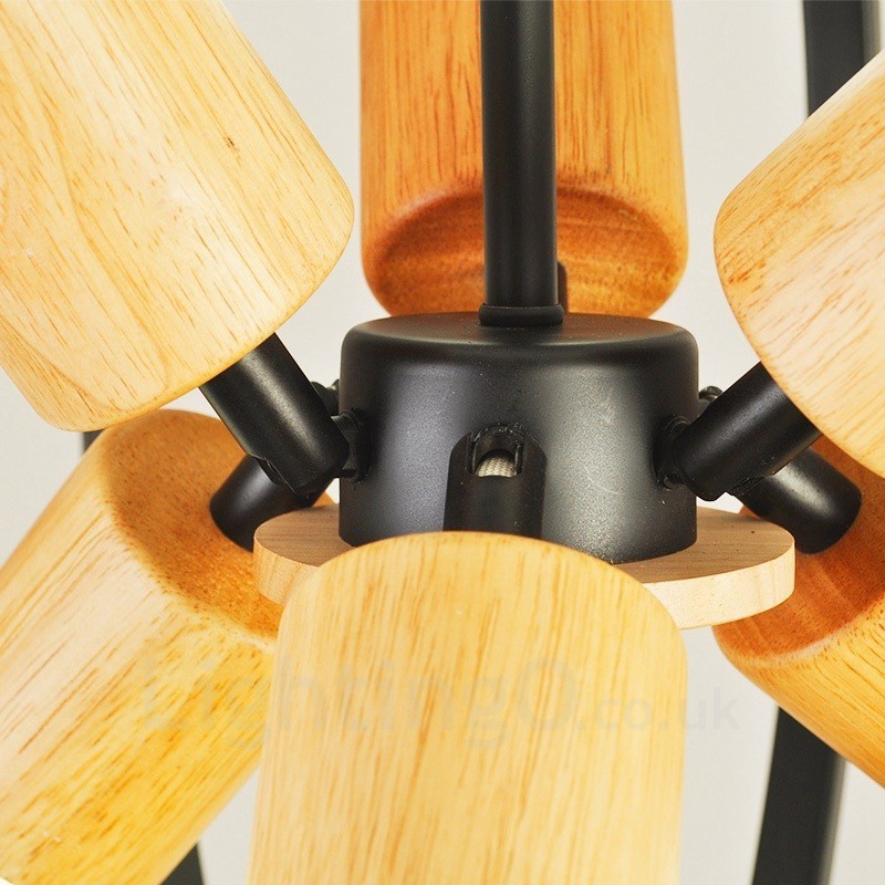 6 Light Iron Retro Vintage Pendant Light with Iron Shade