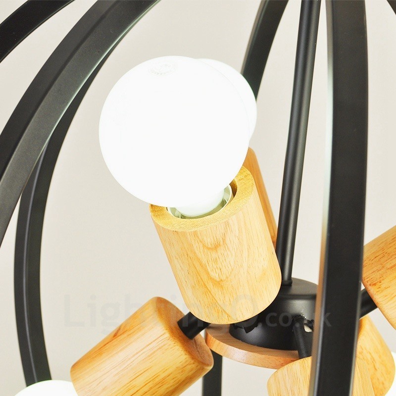 6 Light Iron Retro Vintage Pendant Light with Iron Shade