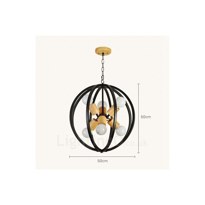 6 Light Iron Retro Vintage Pendant Light with Iron Shade