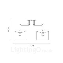 2 Light Wood Modern Contemporary Pendant Light with Fabric Shade