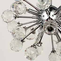 Modern Contemporary Crystal Mini Style Chrome Metal Chandelier Flush Mount