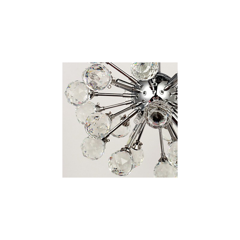 Modern Contemporary Crystal Mini Style Chrome Metal Chandelier Flush Mount