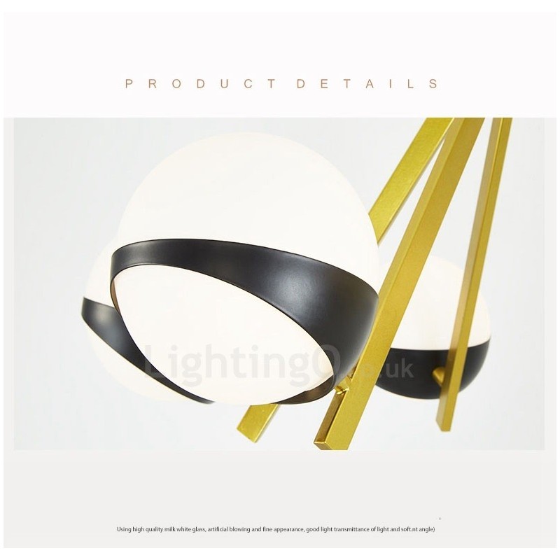 6 Light Modern Contemporary Nordic style Ceiling Lights Chandelier with Black and White Ball Glass Shade