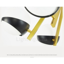 6 Light Modern Contemporary Nordic style Ceiling Lights Chandelier with Black and White Ball Glass Shade