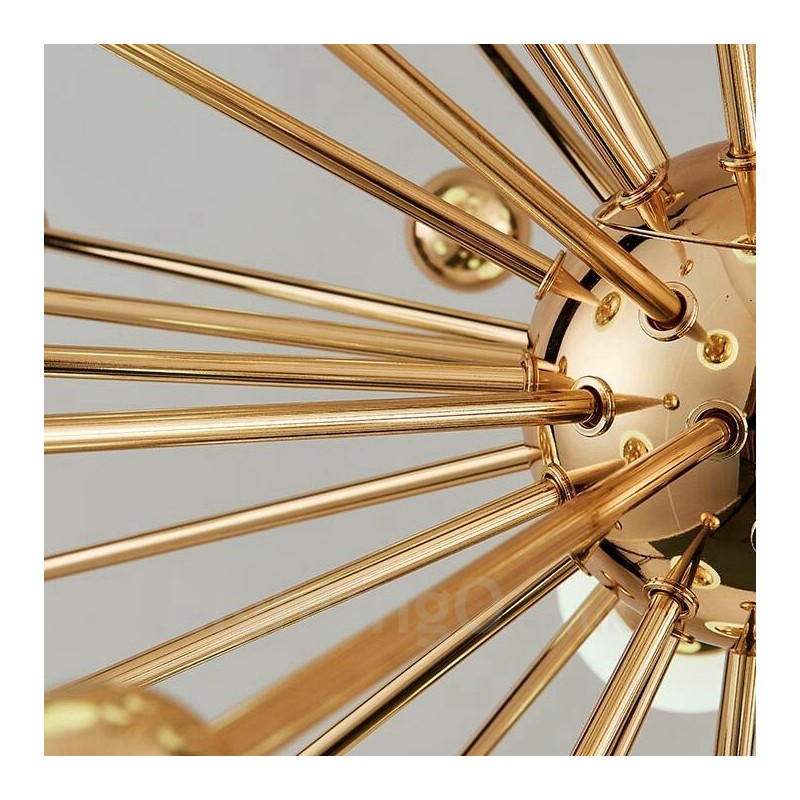 11 Light Modern Contemporary Ceiling Lights Copper Plating Chandelier with White Ball Glass Shade