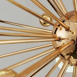 18 Light Modern Contemporary Ceiling Lights Copper Plating Chandelier with White Ball Glass Shade