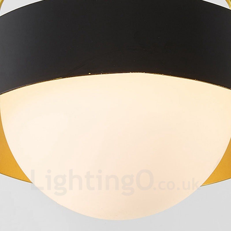 1 Light Modern Contemporary Ceiling Lights Copper Plating Pendant Light with White & Black Ball Glass Shade
