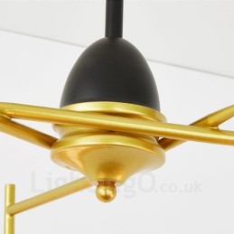 3 Light Modern Contemporary Ceiling Lights Copper Plating Chandelier with White & Black Ball Glass Shade