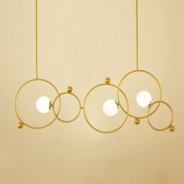 3 Light Modern Contemporary Ceiling Lights Copper Plating Chandelier with White Ball Glass Shade