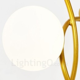 3 Light Modern Contemporary Ceiling Lights Copper Plating Chandelier with White Ball Glass Shade