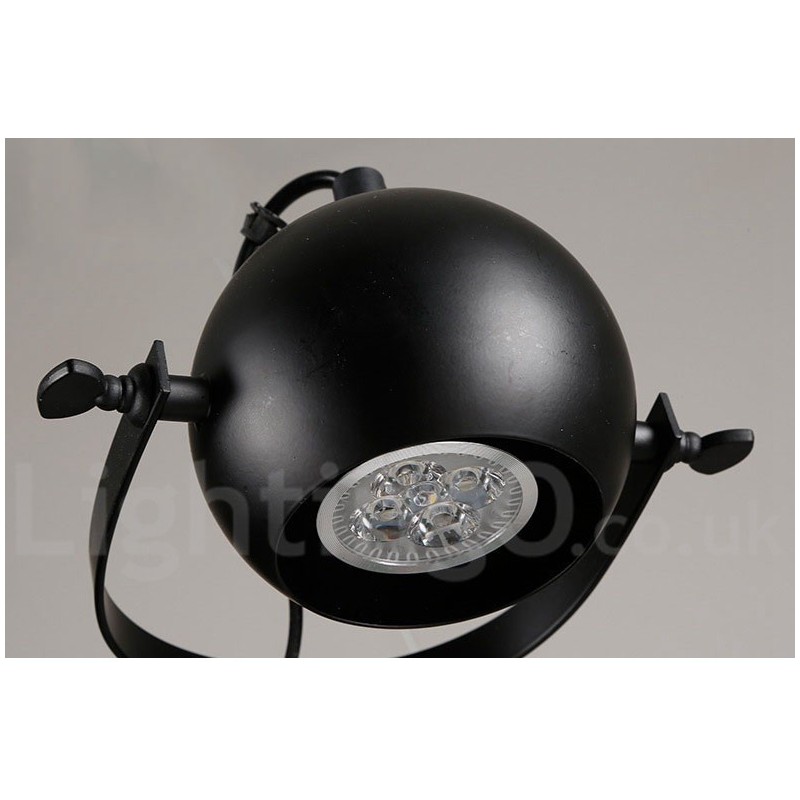 6 Light Retro Vintage Black Iron Pendant Light with Black Iron Ball Shades
