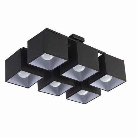 6 Light Modern Contemporary Black Flush Mount Ceiling Lights with Fabric Shade